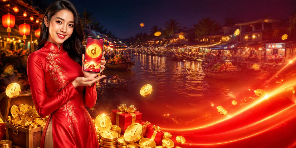 Phụ nữ mặc áo dài tại Cần Thơ chơi casino trên điện thoại di động bên dòng sông