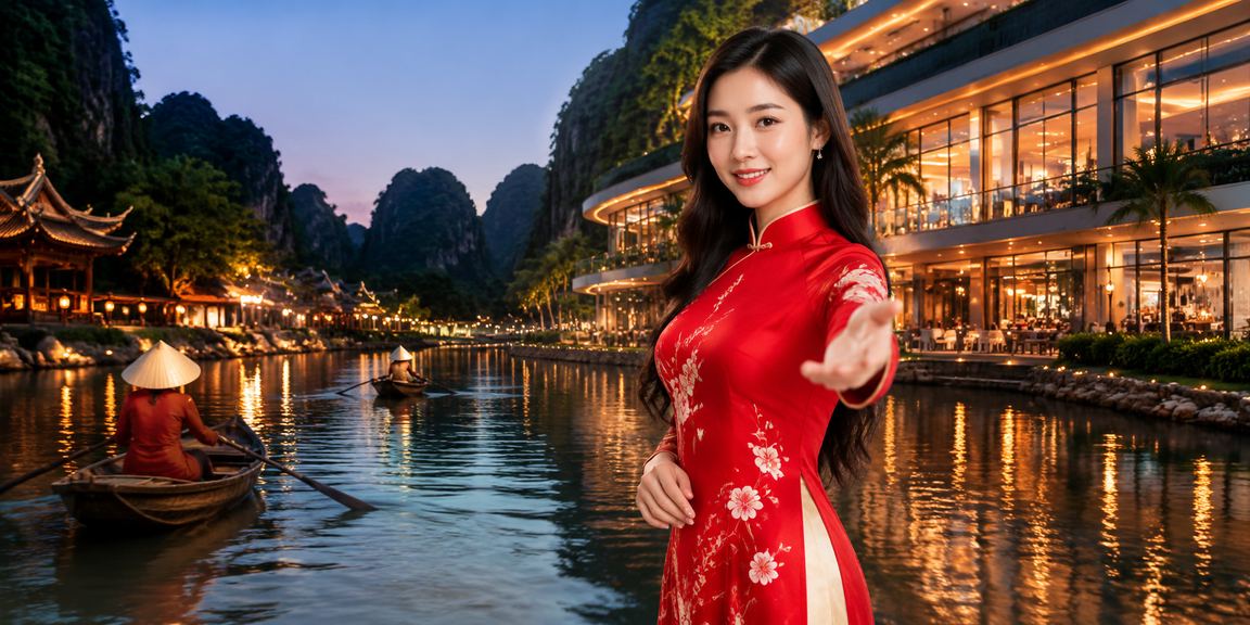 Người chơi thư giãn bên phong cảnh Ninh Bình, biểu tượng cho lối chơi cân bằng
